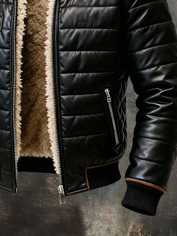 Mason™ | Black Quilted Jacket with Sherpa Lining