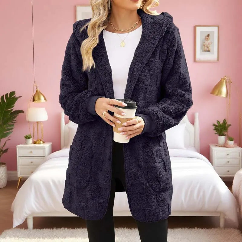 Zinnabelle Plush Textured Hooded Cardigan