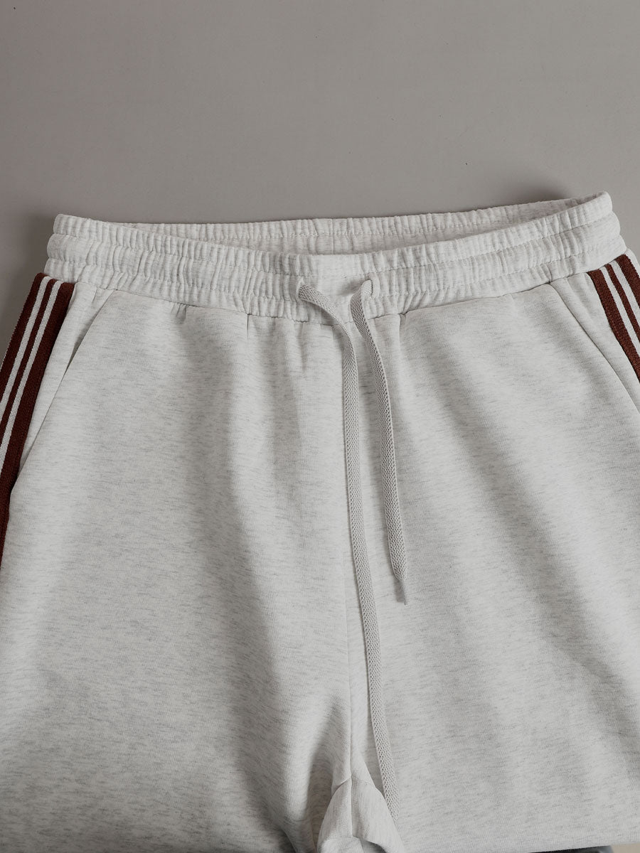 Grey-White Half-Zip Sweatshirt & Wide-Leg Trousers Set