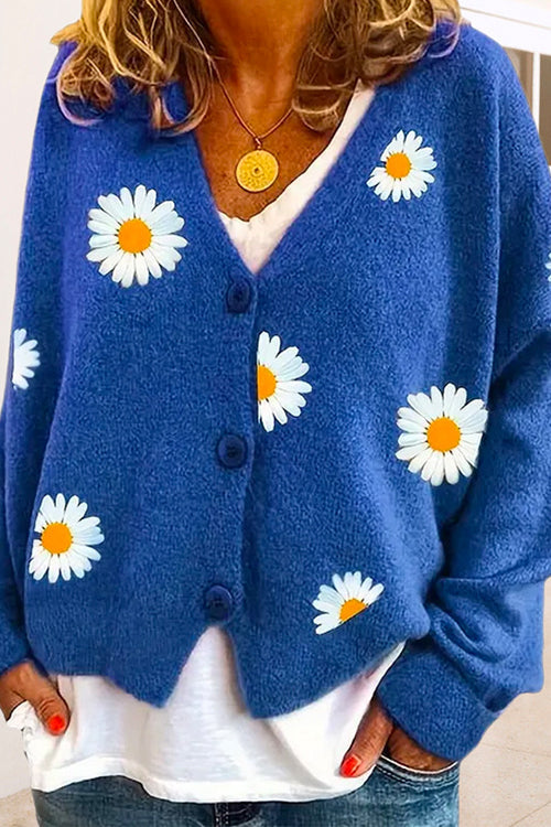 Margovil Daisy Embroidered V-Neck Cardigan