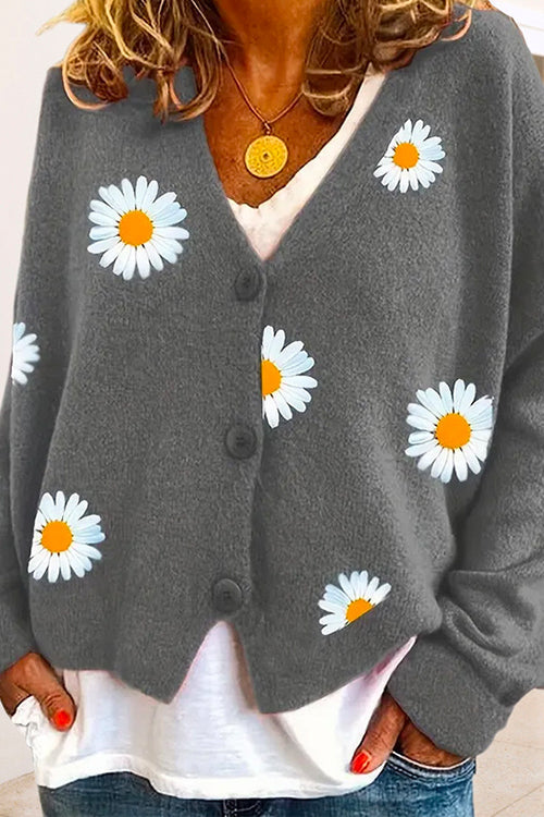 Margovil Daisy Embroidered V-Neck Cardigan