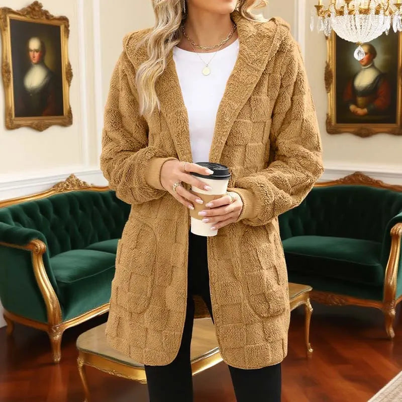 Zinnabelle Plush Textured Hooded Cardigan