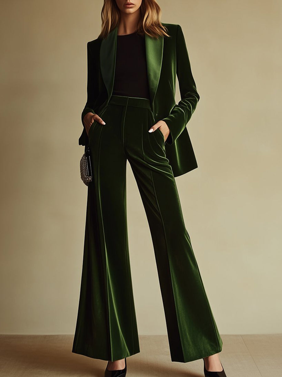 Amelia™ | Emerald Velvet Two-Piece Suit