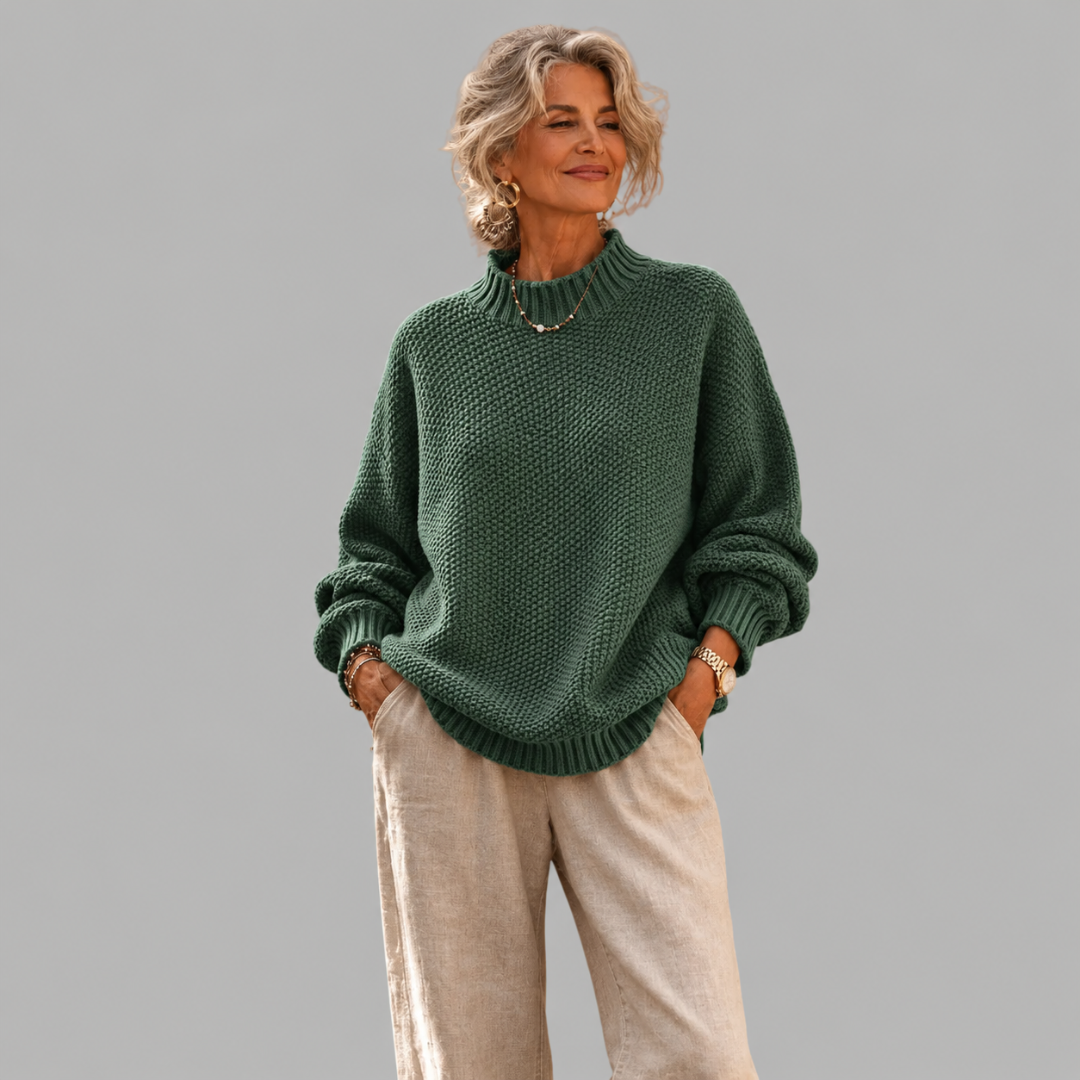 Oriane Textured High-Neck Jumper