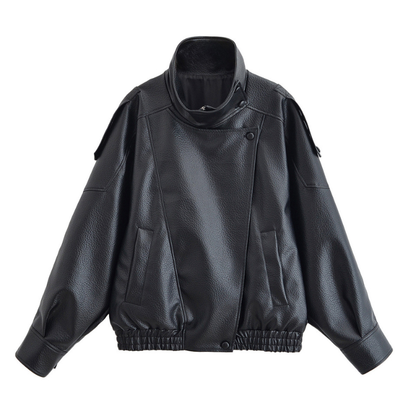 EMMA™ – Trendy Lychee Pattern Leather Jacket