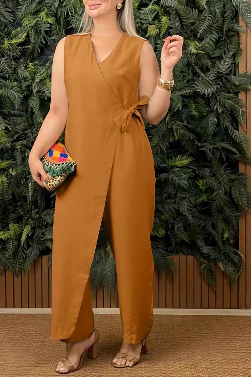 Women's V-Neck Cross-Back Jumpsuit