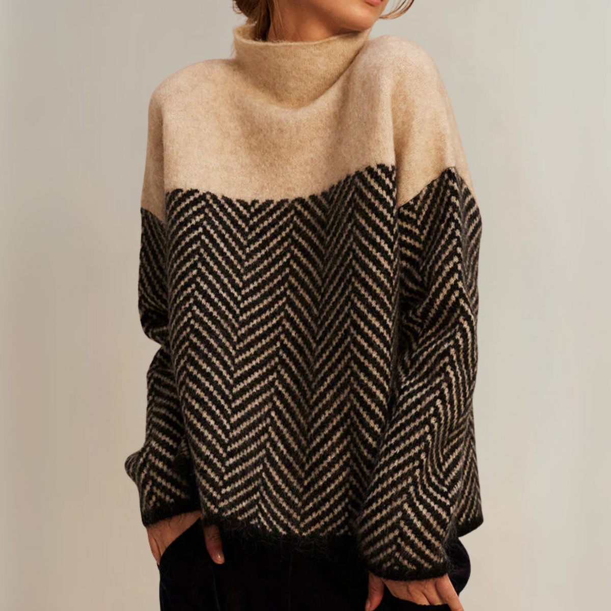 Norah | Herringbone Turtleneck Sweater