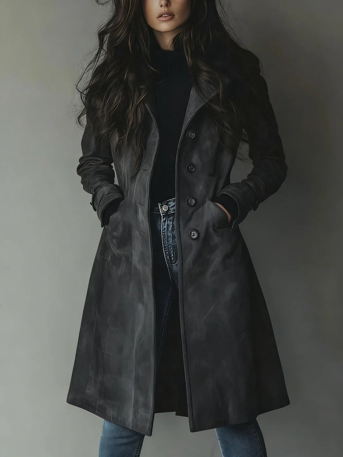 Vintage Faux Suede Trench Coat