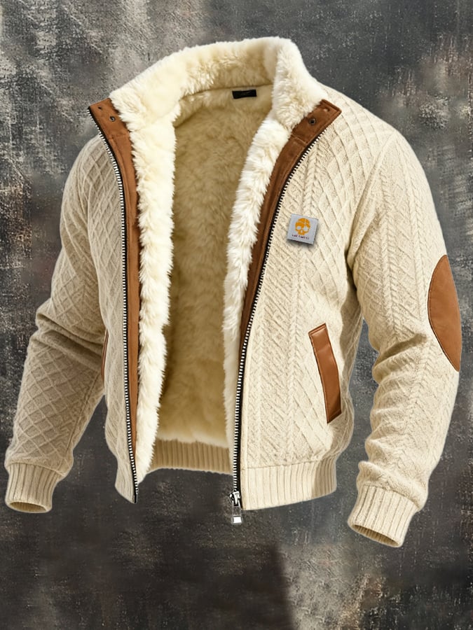 Claudio | Fleece-Lined Cable-Knit Zip Jacket