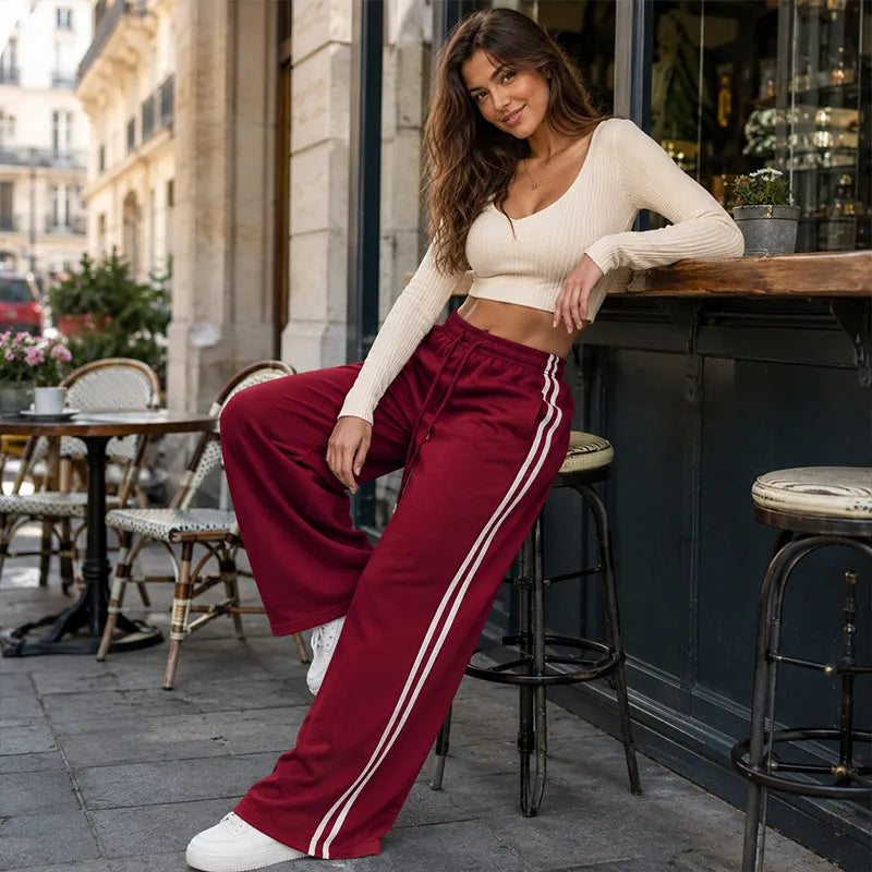 Adorielle Sporty Stripe Wide-Leg Trousers