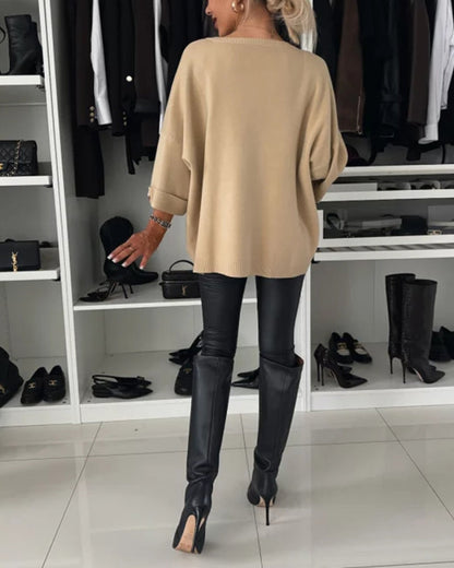 CLAIRE – ELEGANT RELAXED BUTTON-CUFF SWEATER