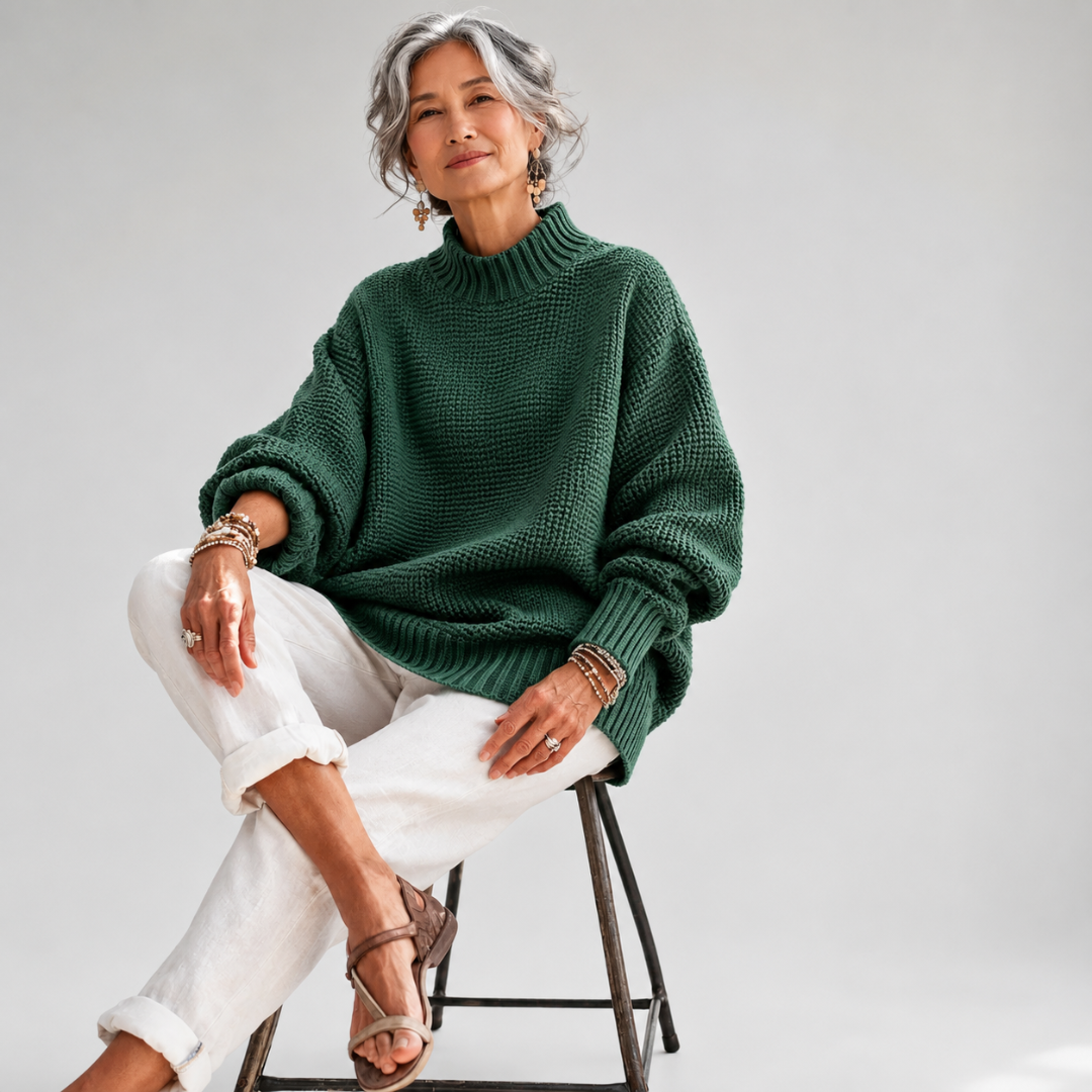 Oriane Textured High-Neck Jumper