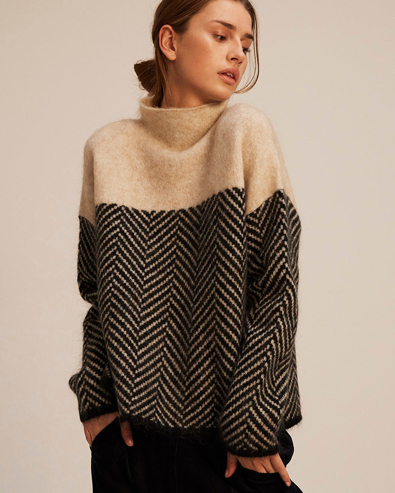 Norah | Herringbone Turtleneck Sweater