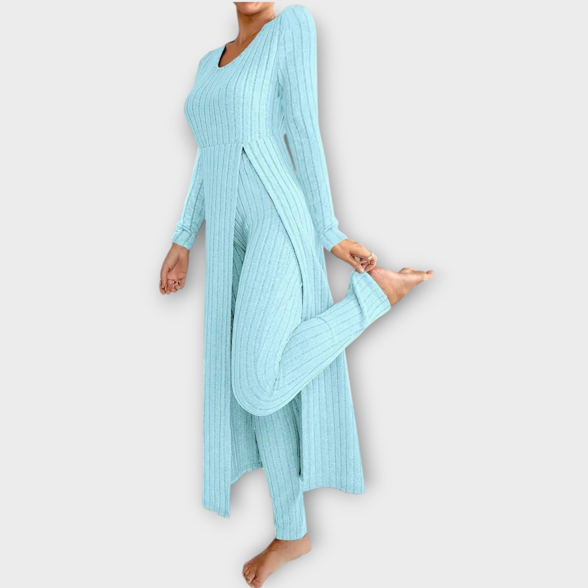 Amelie | Ribbed Knit Lounge Set with Split Tunic