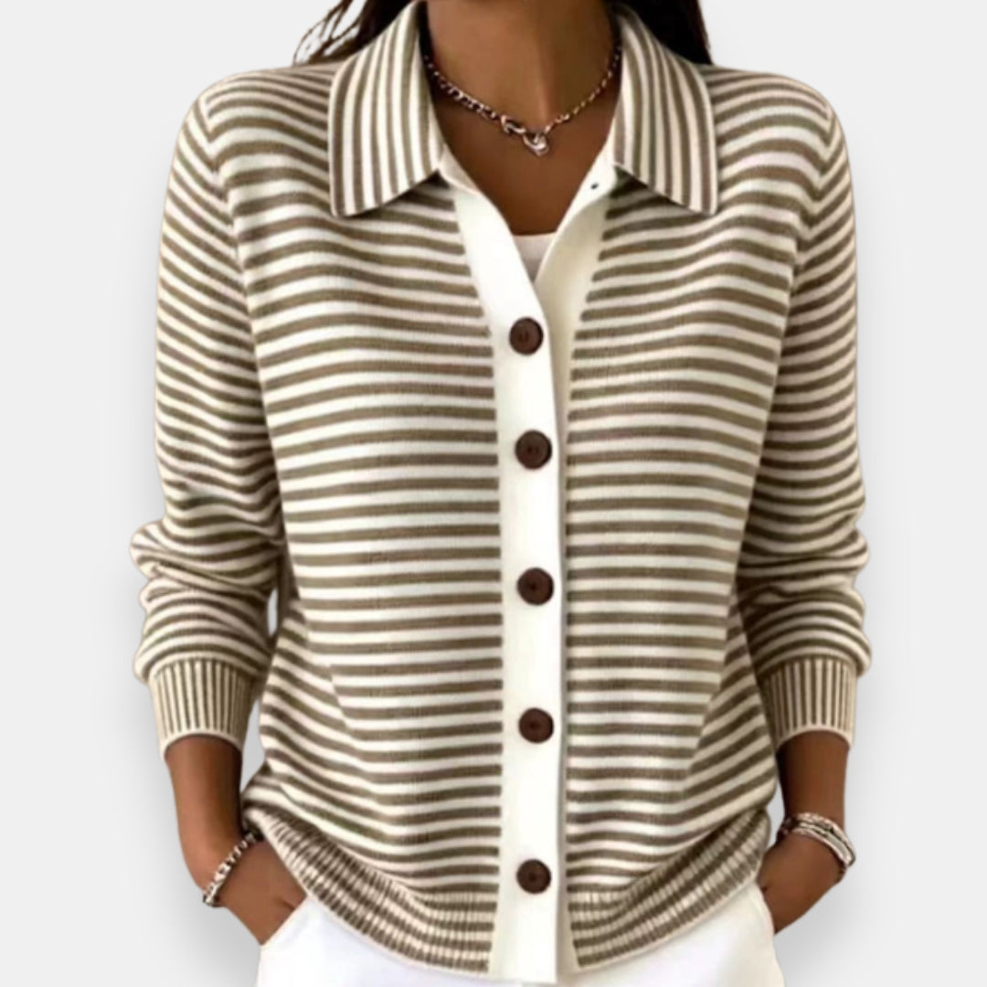 Nola™ | Striped Button-Front Cardigan