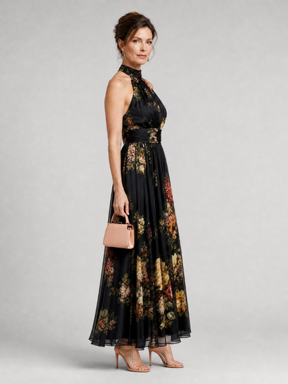 Sior™ Floral Halter Neck Midi Dress