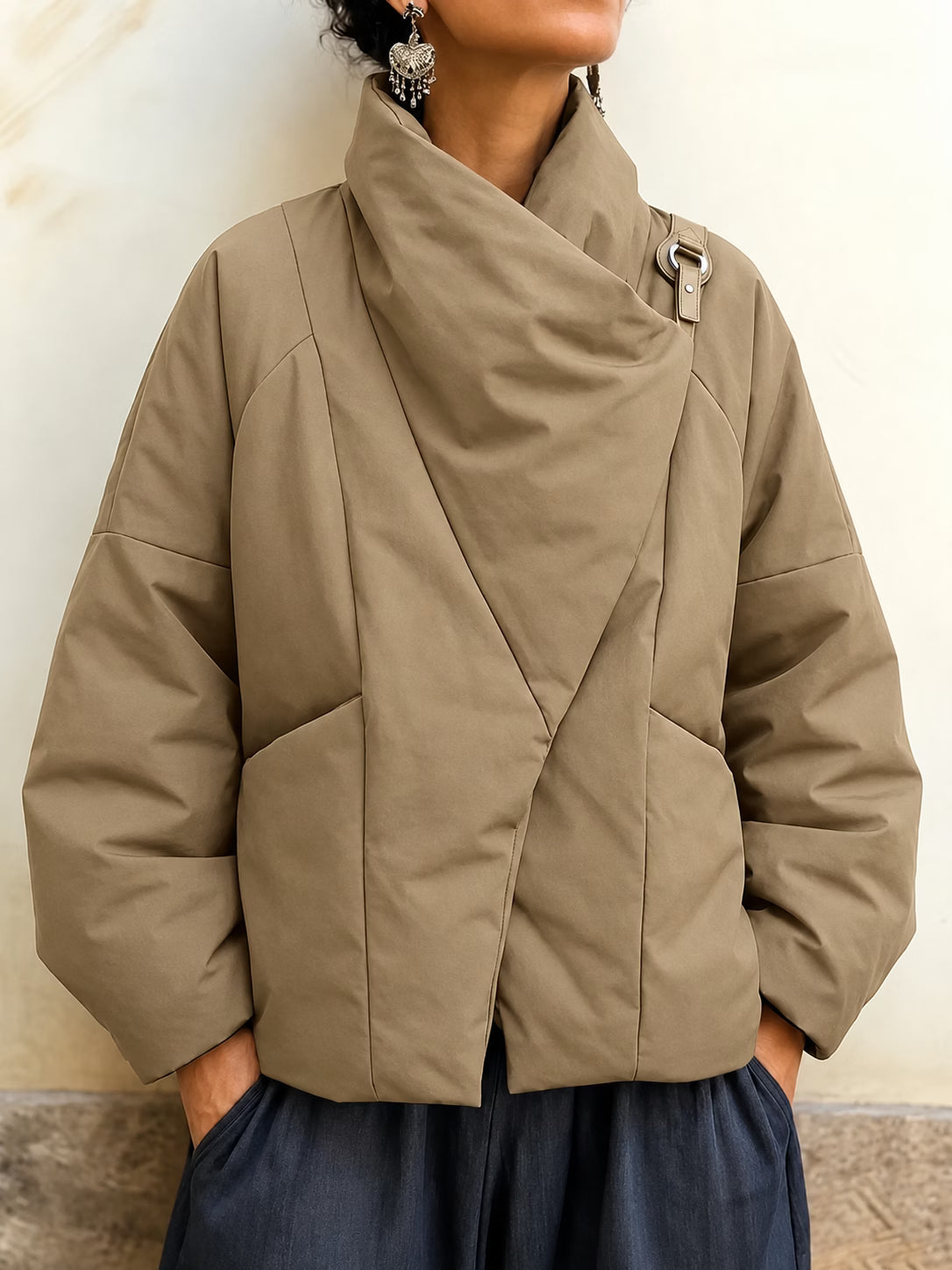 Ismena | Asymmetrical High-Collar Puffer Jacket