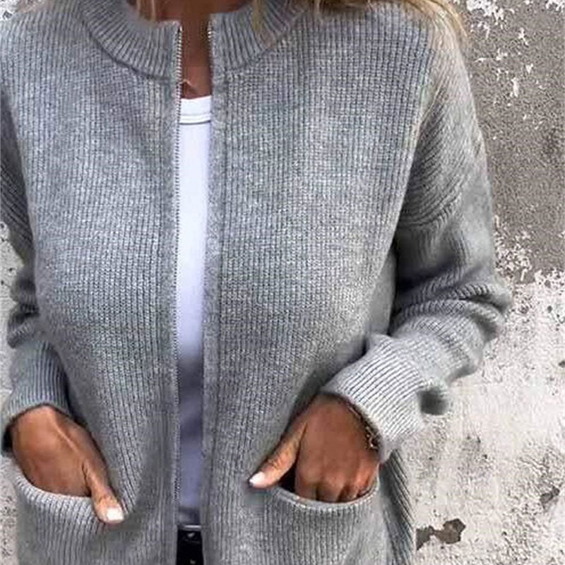 Evelyn – Soft Zip-Up Cardigan with Pockets