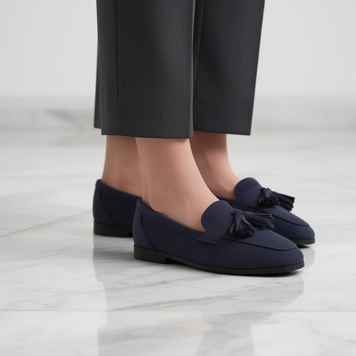 Lorae | Textured Tassel Loafers