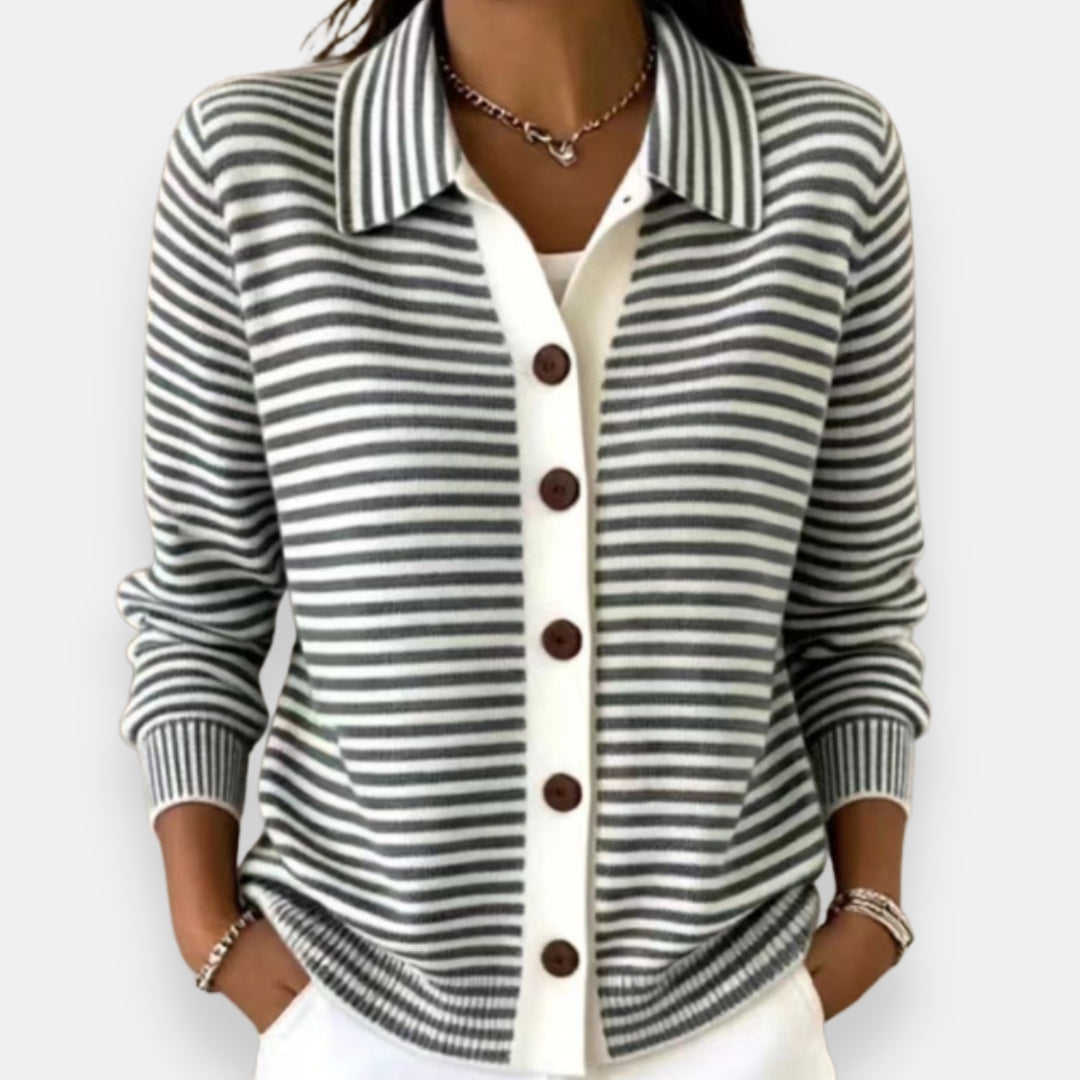 Nola™ | Striped Button-Front Cardigan