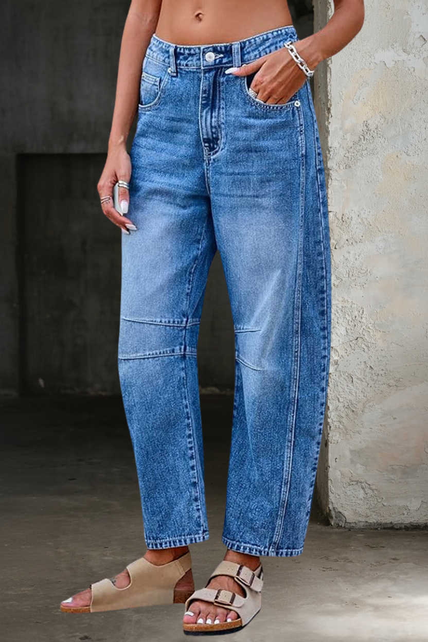 Linda | Cropped Barrel-Leg Denim Jeans