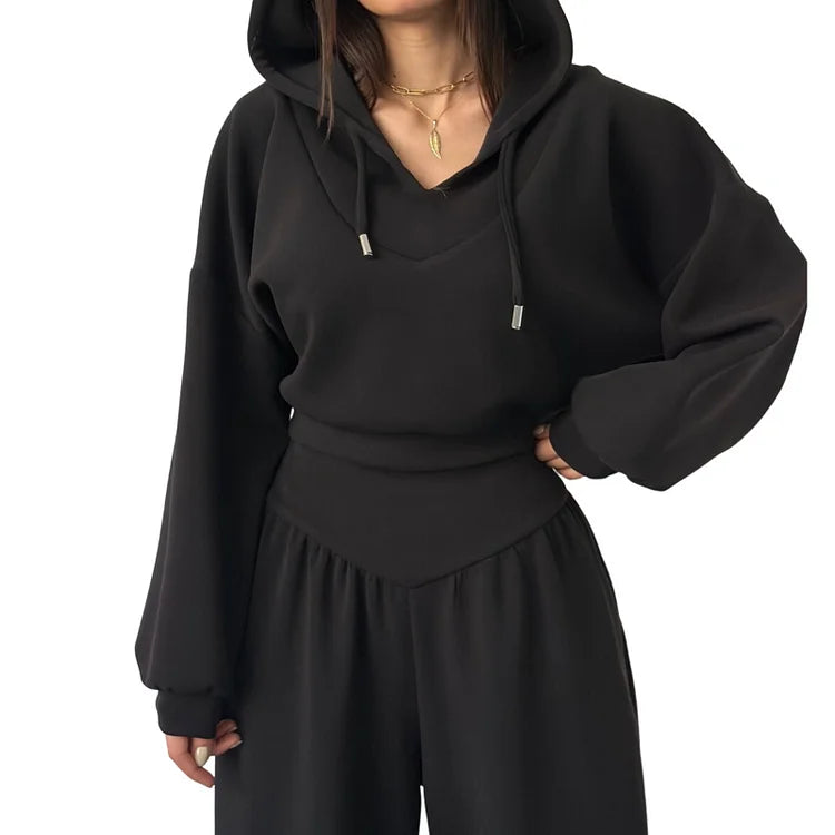 Elodie – Cropped Hoodie & Wide-Leg Trousers Set