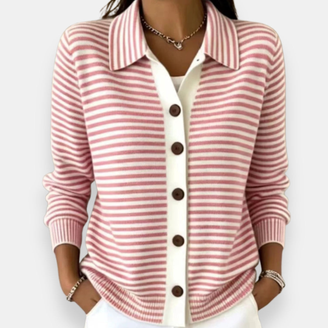 Nola™ | Striped Button-Front Cardigan