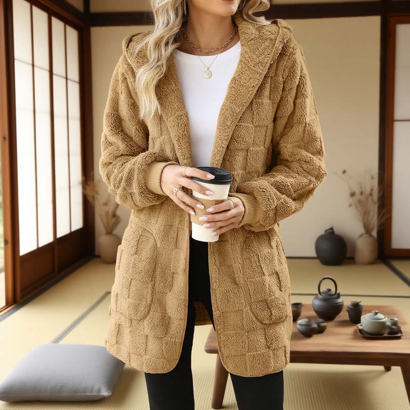 Zinnabelle Plush Textured Hooded Cardigan