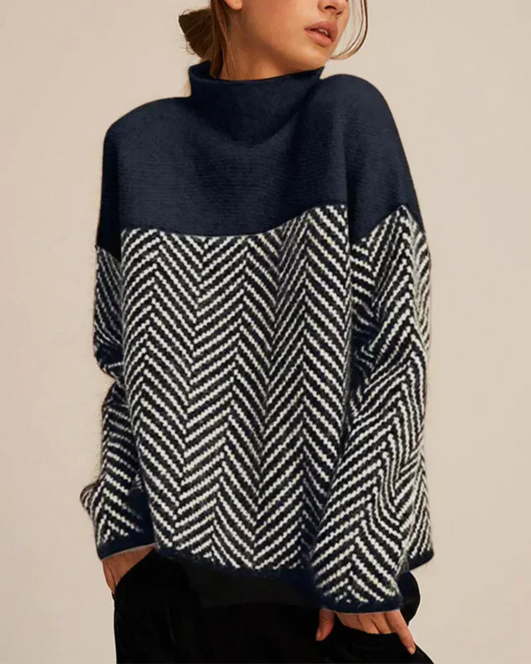 Norah | Herringbone Turtleneck Sweater