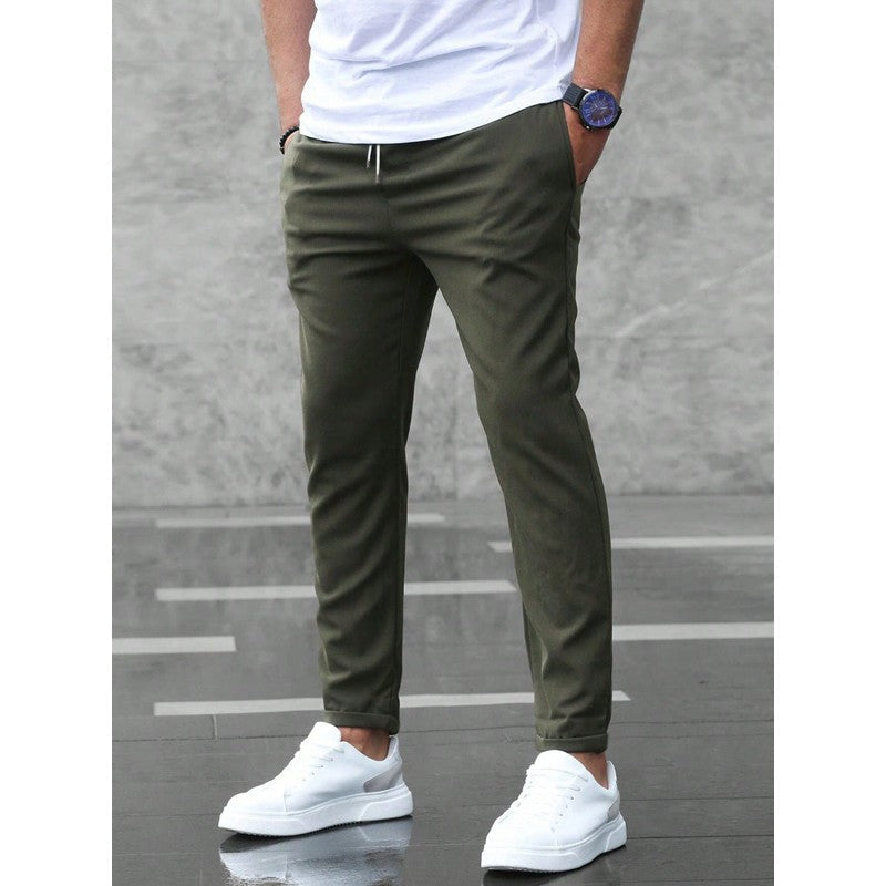 Victor | Slim Fit Tapered Trousers with Elasticated Waistband