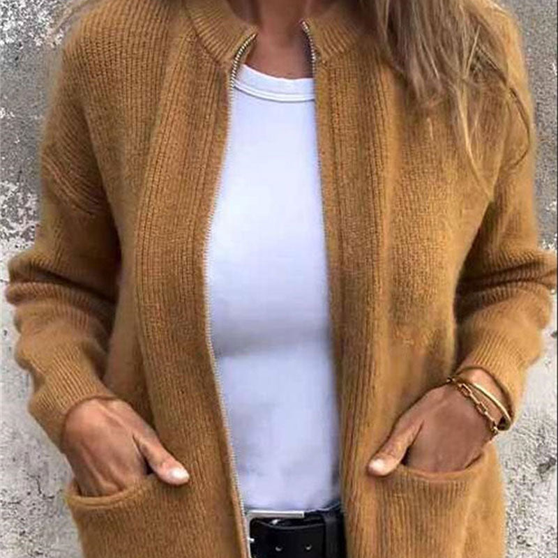 Evelyn – Soft Zip-Up Cardigan with Pockets