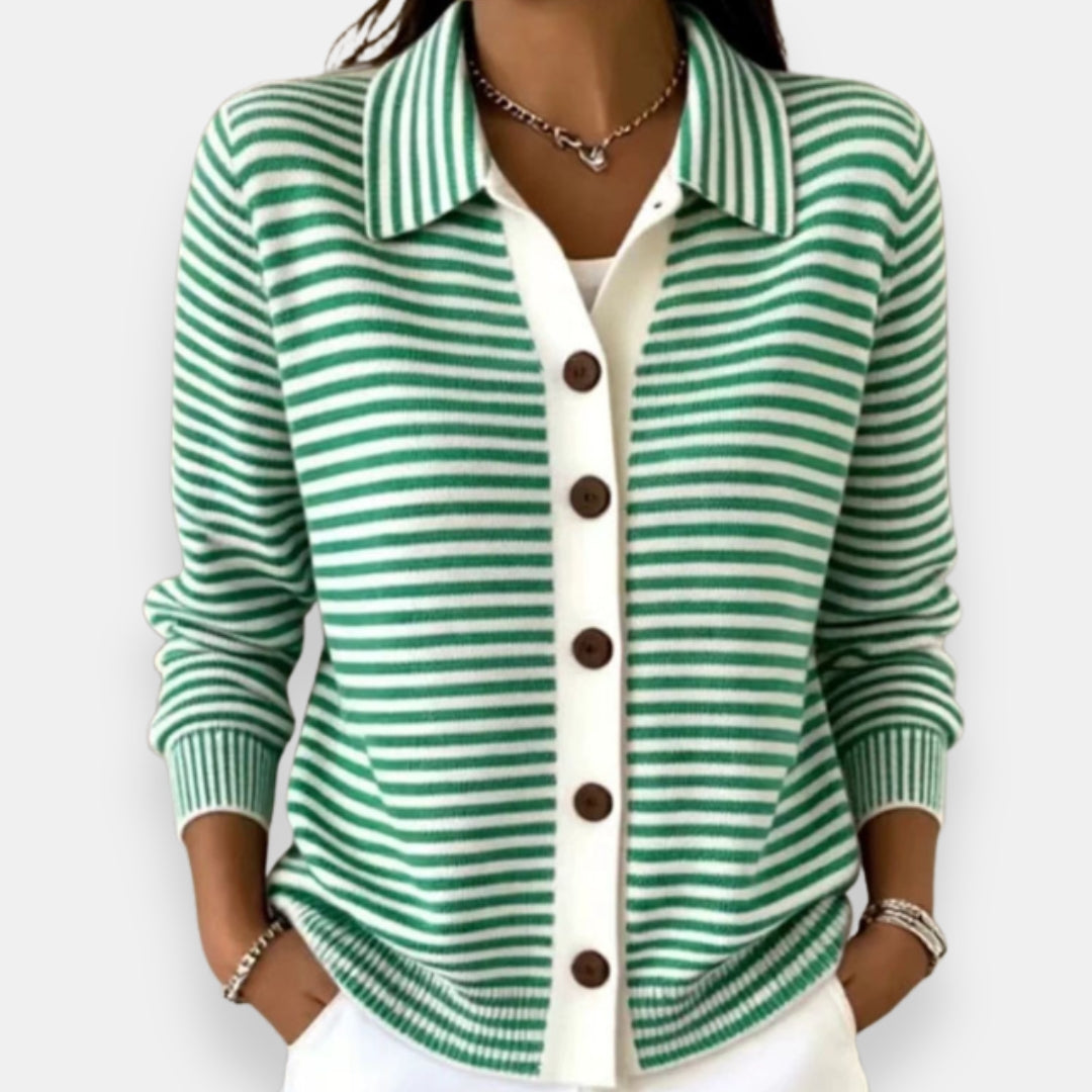 Nola™ | Striped Button-Front Cardigan