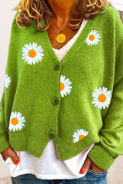 Margovil Daisy Embroidered V-Neck Cardigan