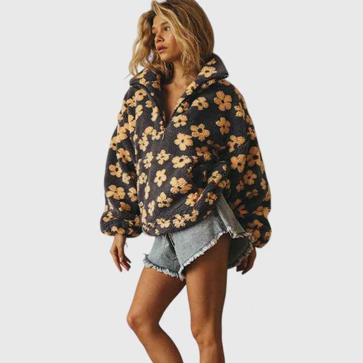 DAISY – RETRO BLOOM SHERPA PULLOVER