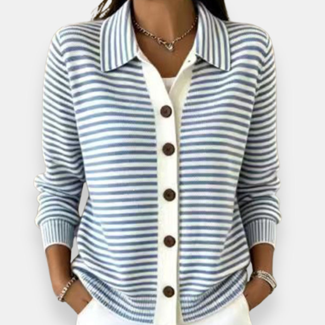 Nola™ | Striped Button-Front Cardigan