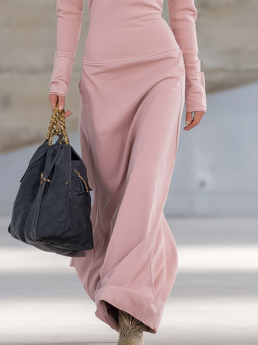 Sporty Half-Zip Long-Sleeve Maxi Dress
