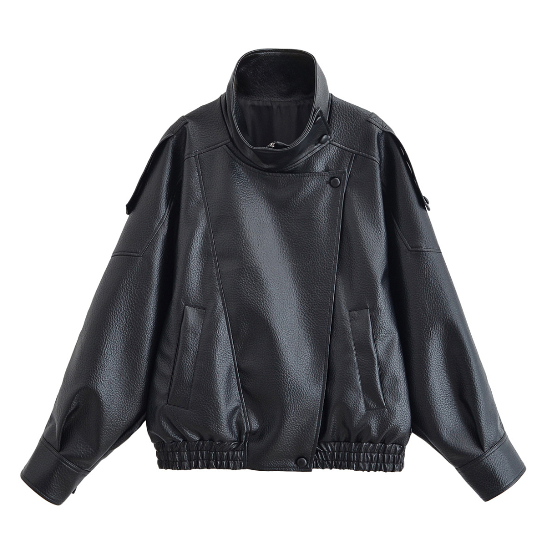 ROXIE™ – Vintage Lychee Grain Faux Leather Jacket