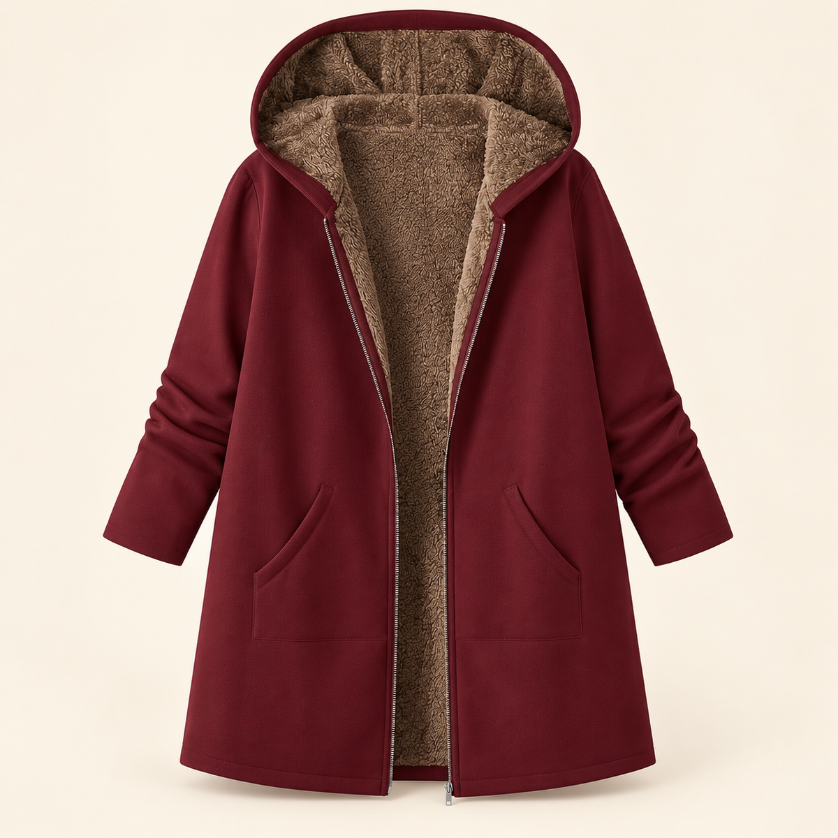 Evelyn™ | Cosy Sherpa-Lined Hooded Coat