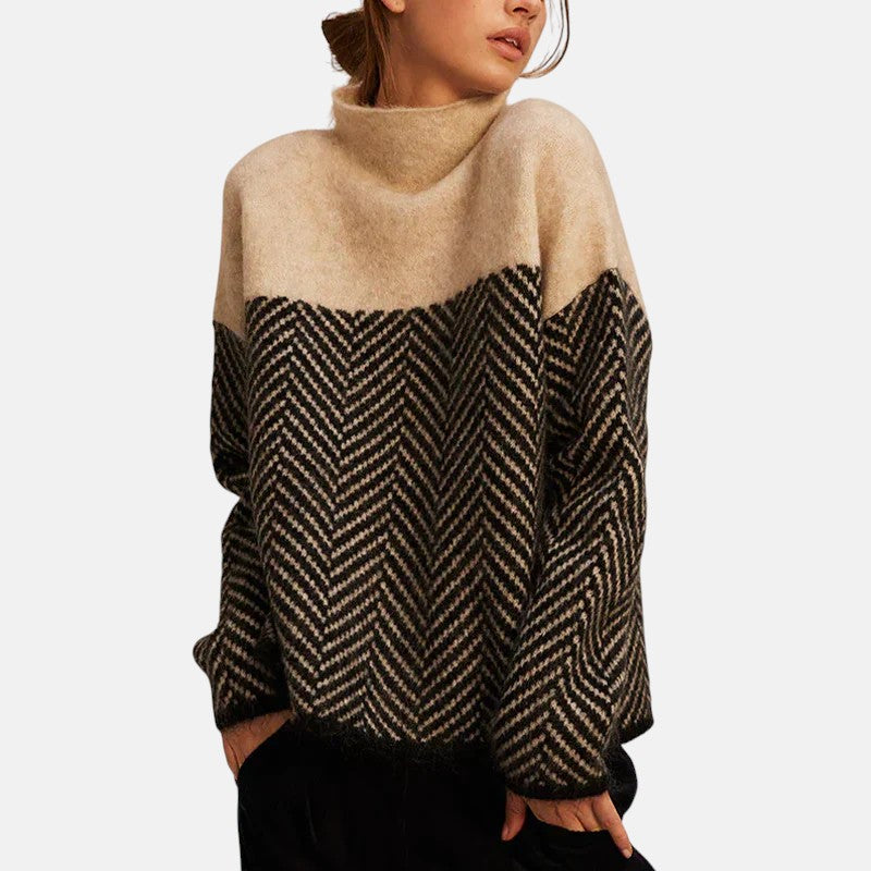 Eva | Textured Knit Sweater with High Collar