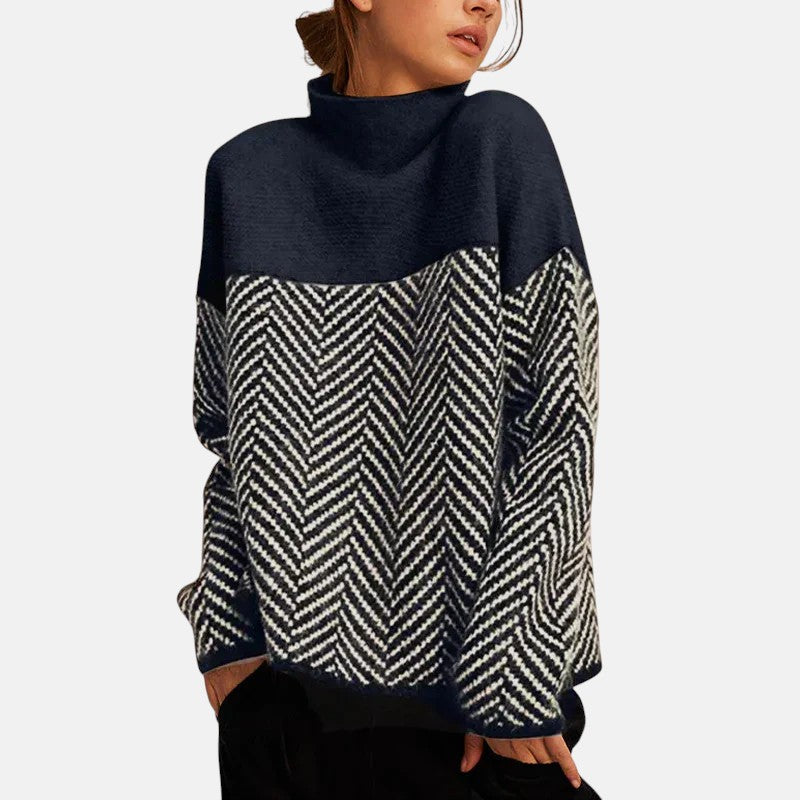 Eva | Textured Knit Sweater with High Collar