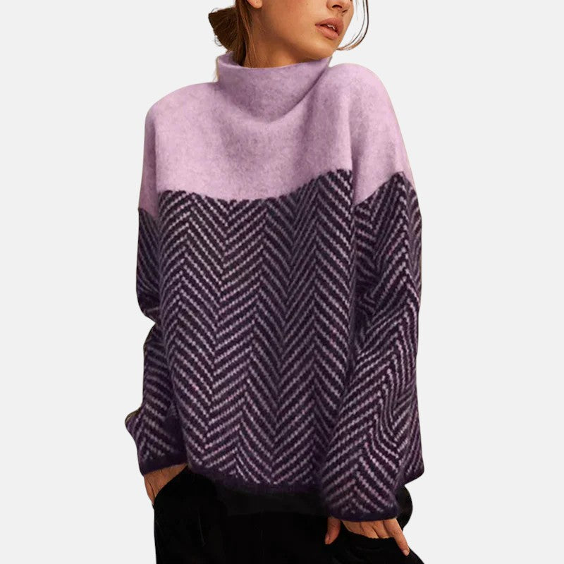 Eva | Textured Knit Sweater with High Collar