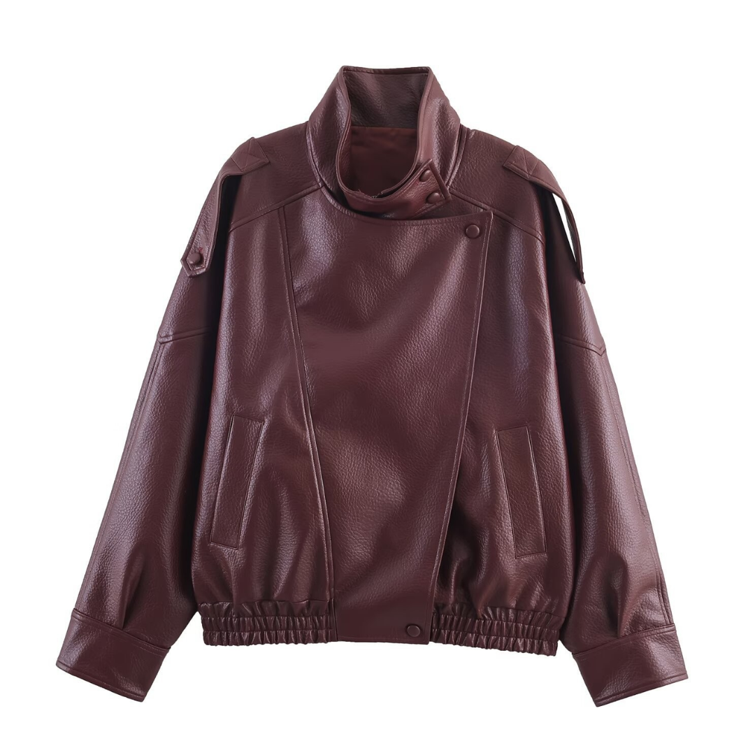 ROXIE™ – Vintage Lychee Grain Faux Leather Jacket