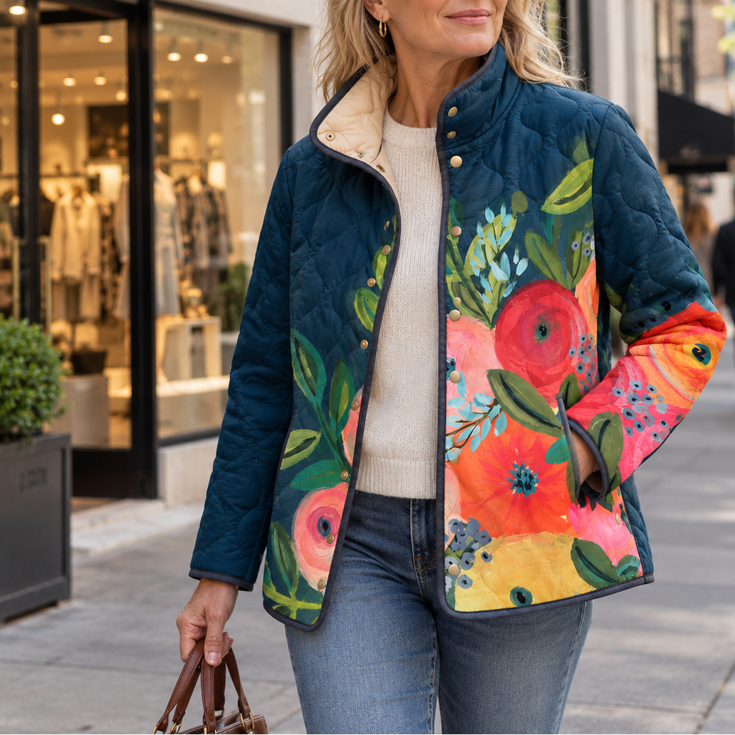 Amaya | Vintage Floral Print Quilted Jacket