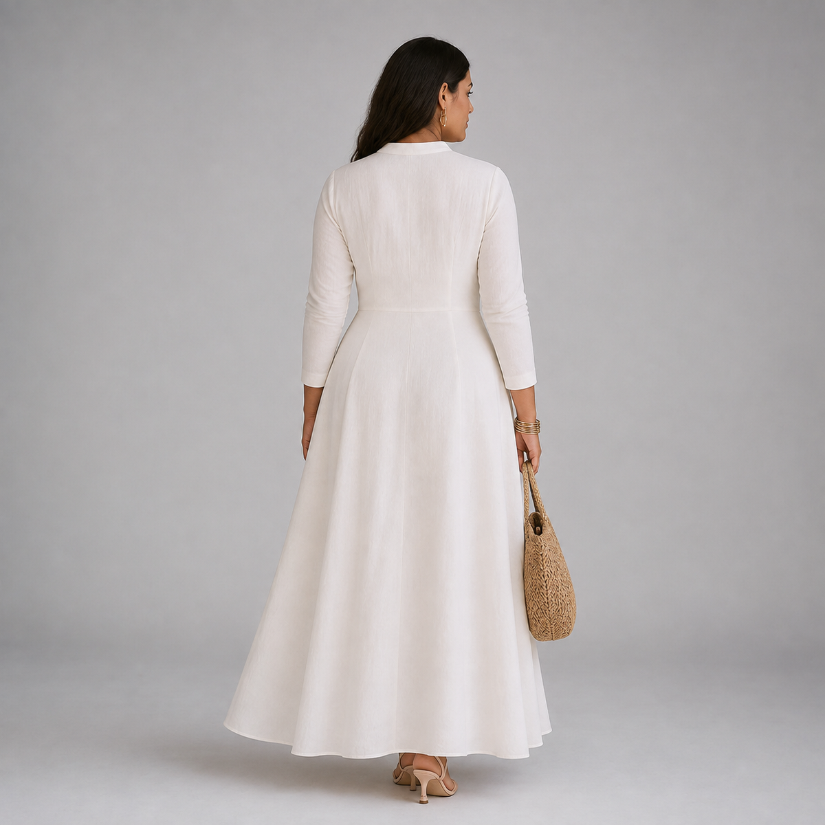 Thelma Mandarin Collar Maxi Dress