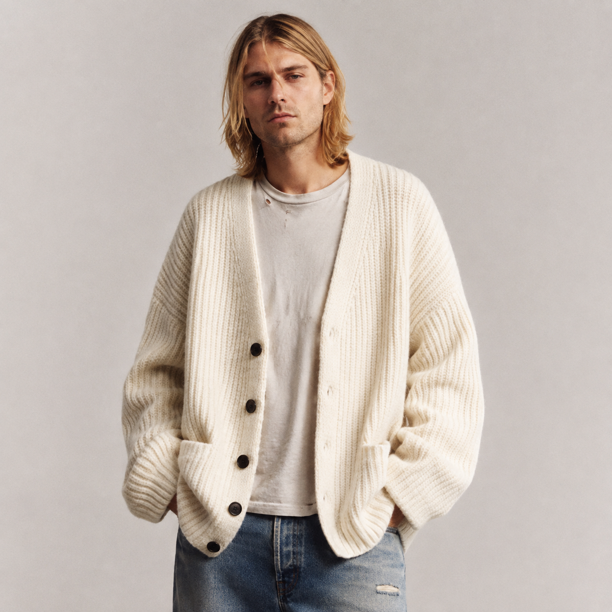 Ludo - Grobstrick-Cardigan mit Knopfleiste