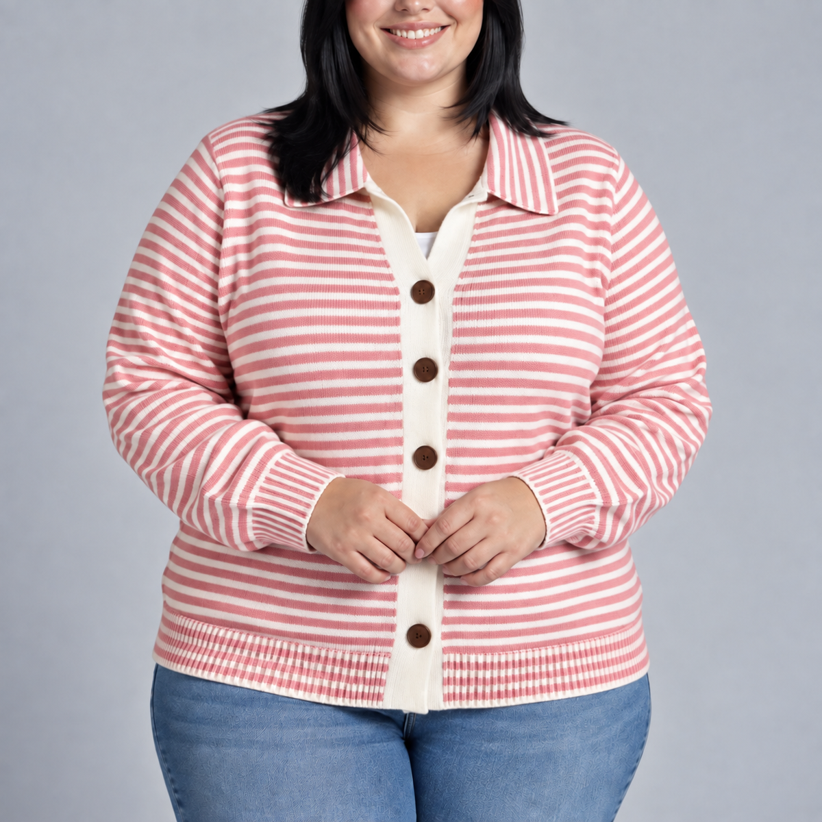 Nola Striped Button Cardigan