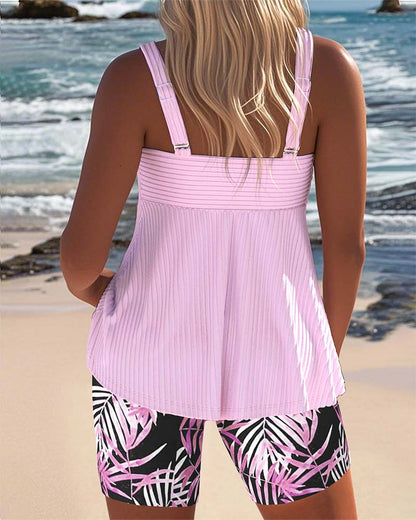 Colette | Dames Tankini Tweedelig Zwempak Met Tropische Print