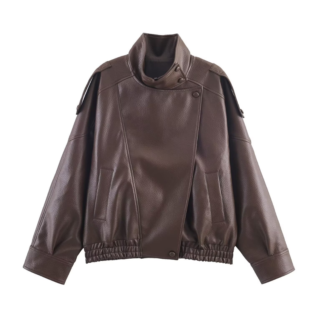 ROXIE™ – Vintage Lychee Grain Faux Leather Jacket