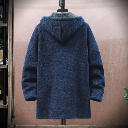 MICHAEL – LONG HOODED TEXTURED COAT