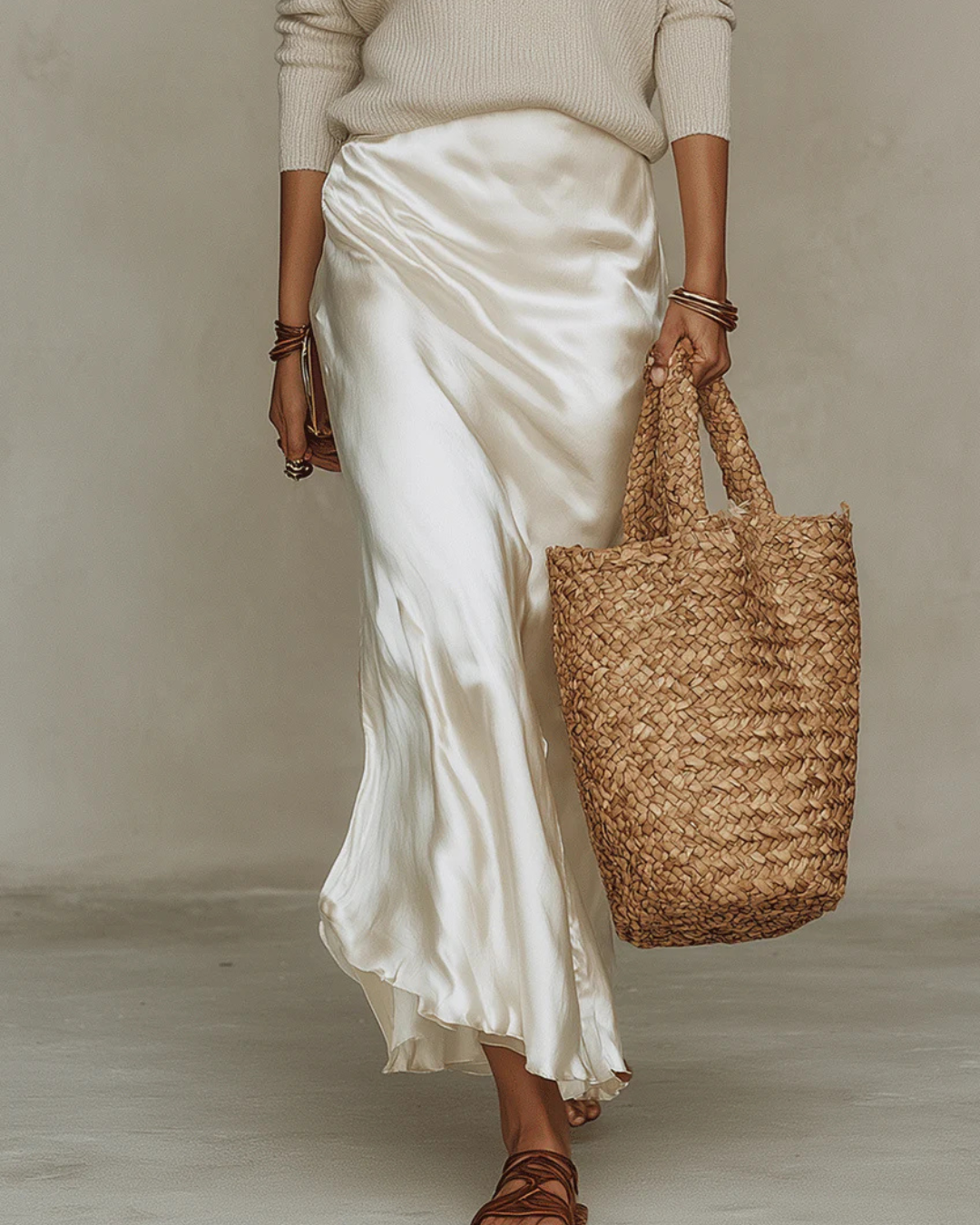 Elena Satin Midi Dress &amp; Jumper Set